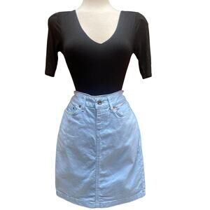 Women's Light Blue Stretch Denim Jean Skirt Preppy Summer Coastal Size 4P